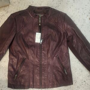 Maurices Brown/Burgundy Leather Jacket Moto Style